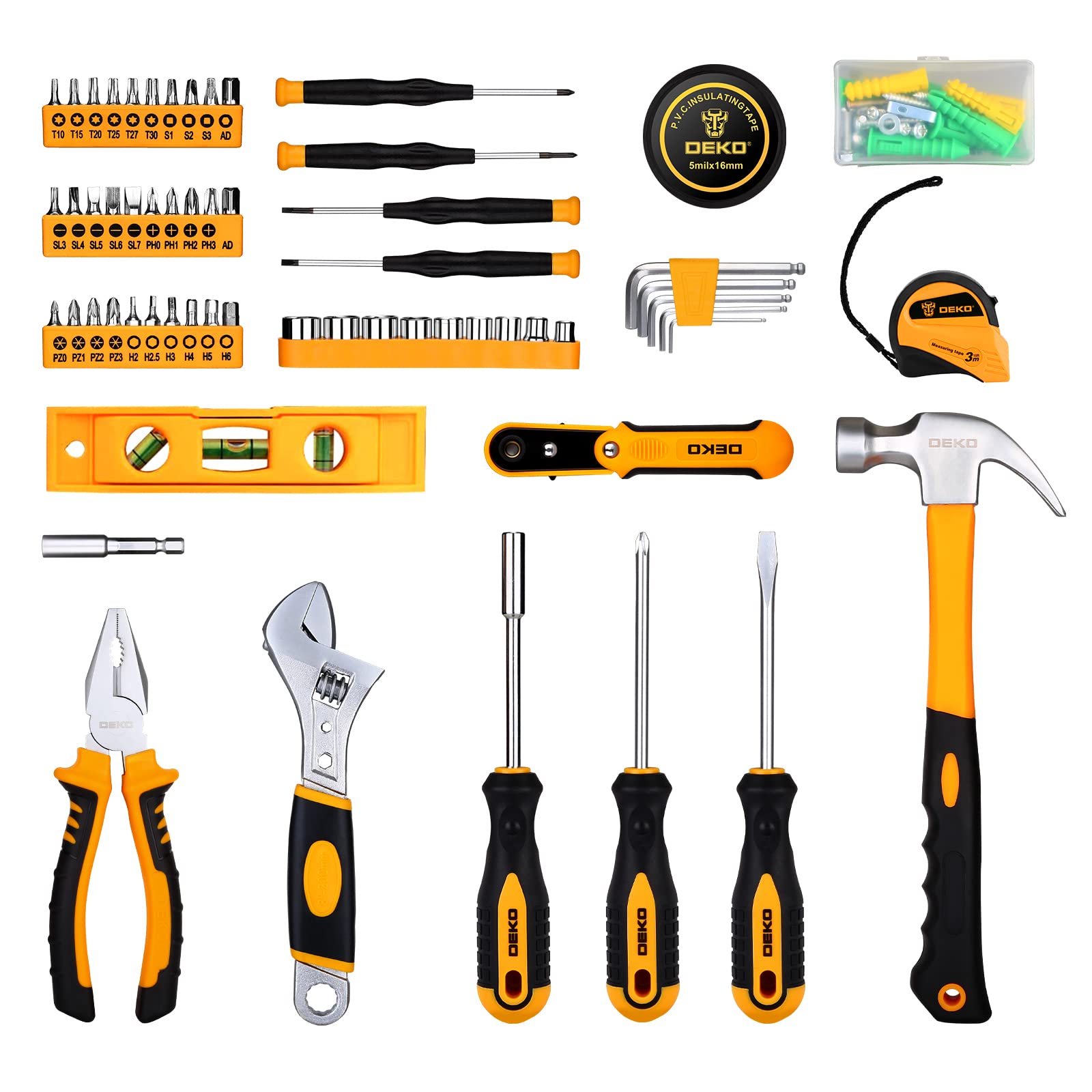 DEKO Tool Kit Set Box Home Repair DIY Tools Basic Hand Toolbox Sets for Home 138Piece