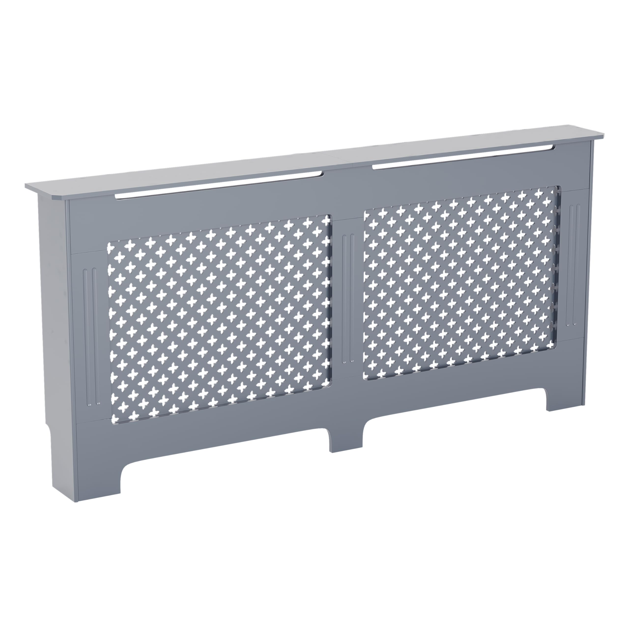 Vida Designs Oxford Radiator Cover – Traditional Cross Pattern, Olive Grey, MDF, Modern Painted Finish, Heat Efficient, Small, (H 82 x W 78 x D 19 cm)