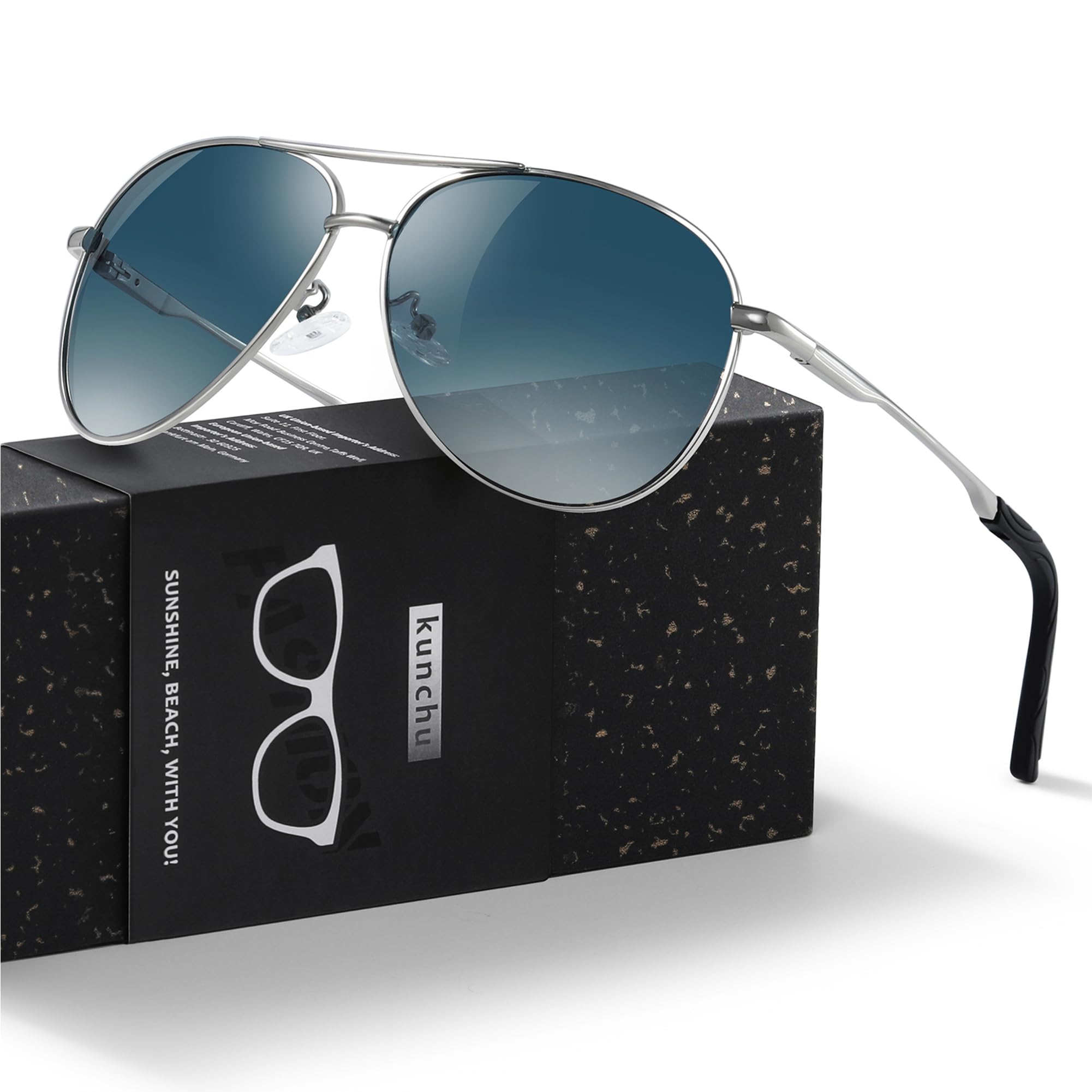 Pilot Men's Polarized Sunglasses - Unisex UV400 Protection Black Sunglasses for Driving, Fishing, Running - Classic Ultra Light Shades