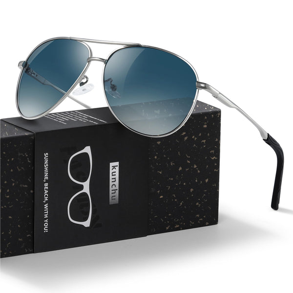 Pilot Men's Polarized Sunglasses - Unisex UV400 Protection Black Sunglasses for Driving, Fishing, Running - Classic Ultra Light Shades