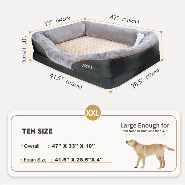 JOYELF Large Memory Foam Dog Bed, Orthopedic Dog Bed & Sofa with Removable Washable Cover and Squeaker Toys as Gift