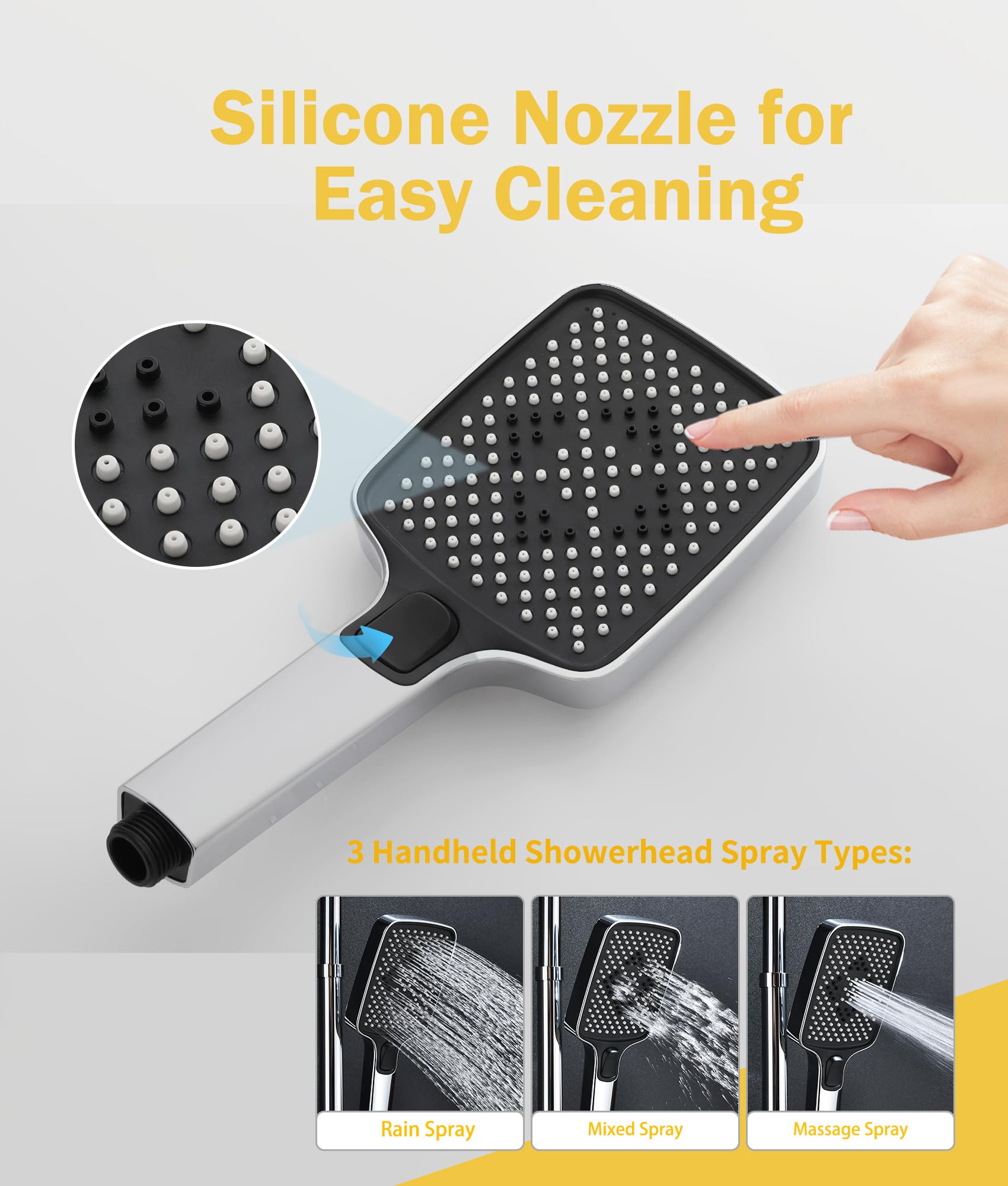 Thermostatic Shower Mixer Set,38°C Thermostatic Shower System with Rainfall Shower Head,3-Mode Handheld Shower,Adjustable Height Stainless Steel Shower Set (Black)