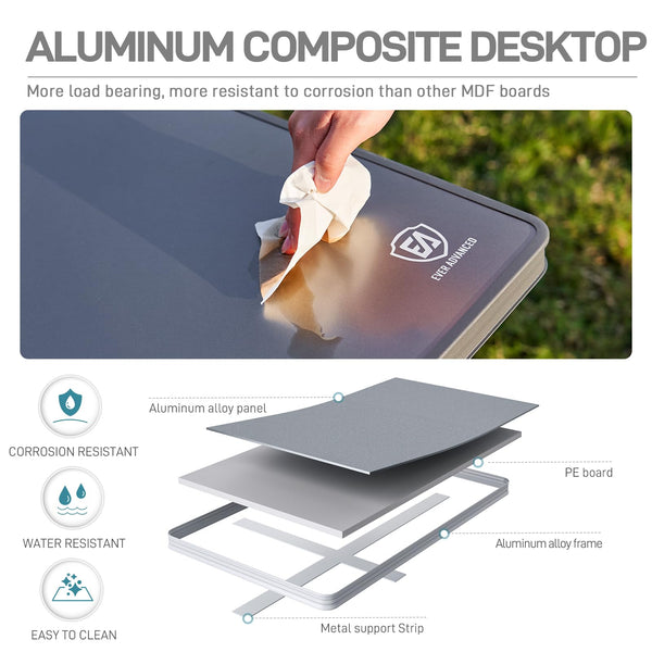 EVER ADVANCED Camping Table that Fold up for 4-6 Person, 4ft Folding Picnic Height Adjustable, Foldable Outdoor Heavy Duty, Dining Table for Garden