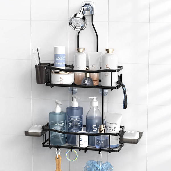 Aitatty Hanging Shower Caddy Bathroom Organizer: Rustproof Shower Shelf Racks Over Shower Head - No Drilling Inside Bath Shower Rack Shelves Over