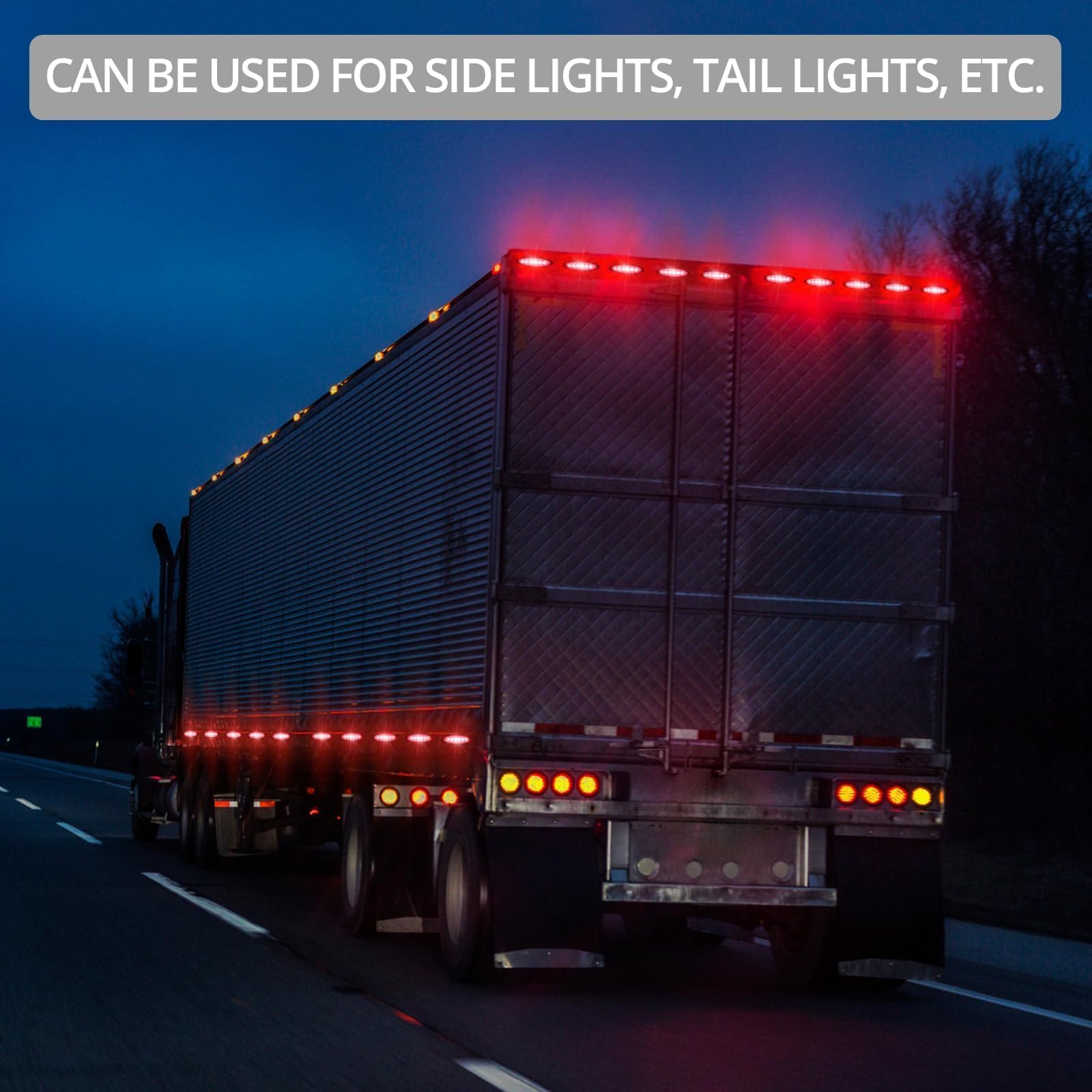 Justech 10pcs 6LED Side Marker Lights 12V Rear Lights 3030 SMD Indicator Lamps Universal Waterproof for Truck Trailer Van Caravan Lorry Car Bus-Red