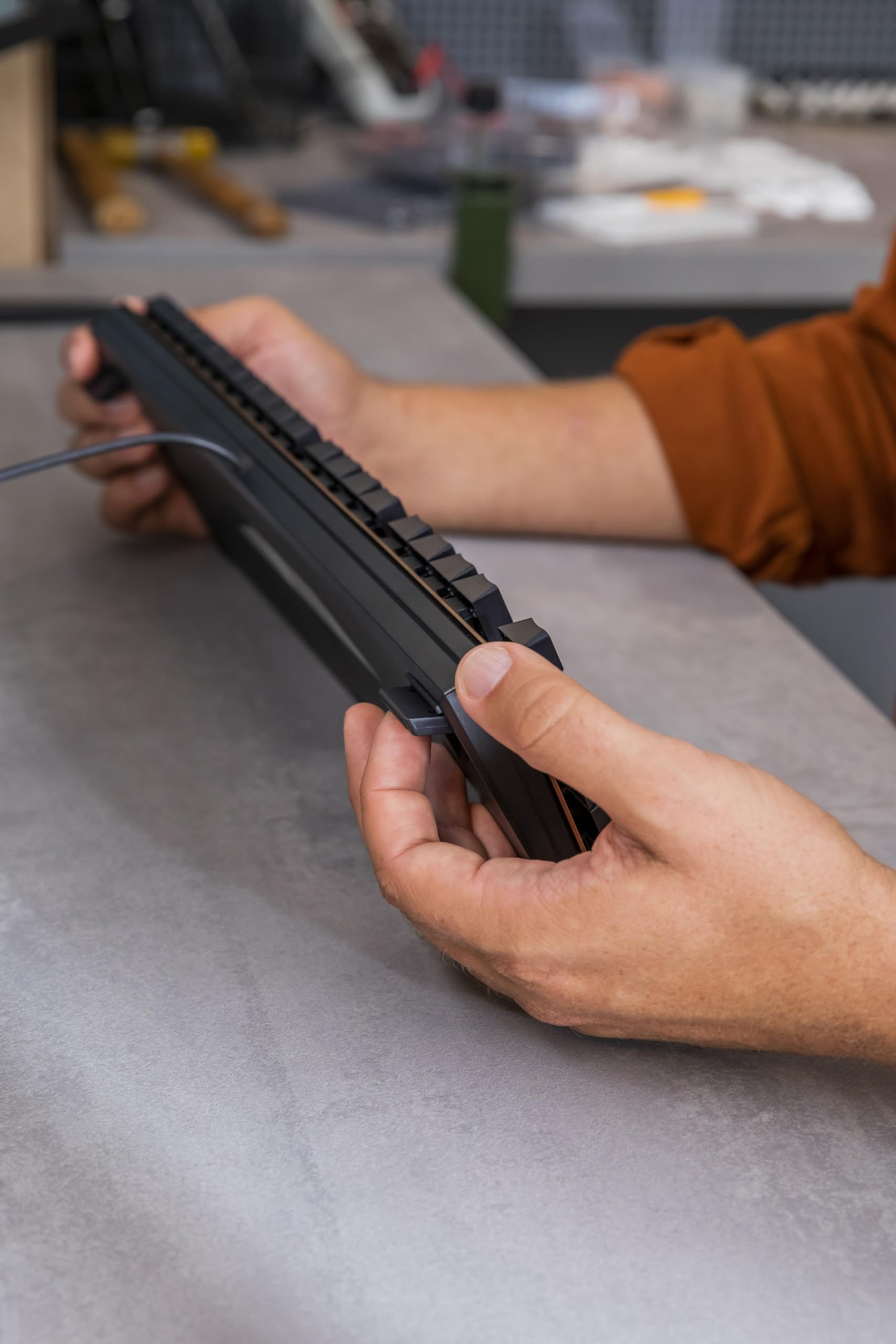 CHERRY KC 200 MX, Mechanical Office Keyboard with Anodised Metal Plate, UK Layout (QWERTY), Wired, MX2A BROWN SWITCHES, Bronze/Black