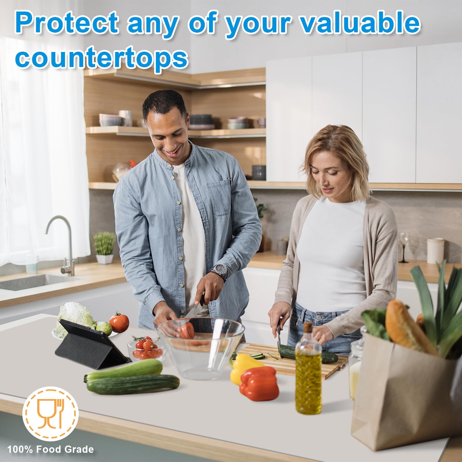 AECHY Extra Large Silicone Mat 120x60x0.2cm, Versatile Silicone Sheet Odorless Heat Resistant Mat Waterproof Silicone Mats for Kitchen Counter