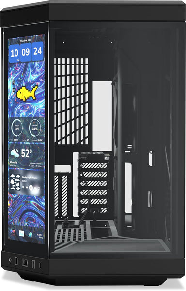 HYTE Y70 Touch Infinite Dual Chamber ATX Mid Tower Modern Aesthetic Case with Integrated 2.5K LCD Touchscreen - Pitch Black