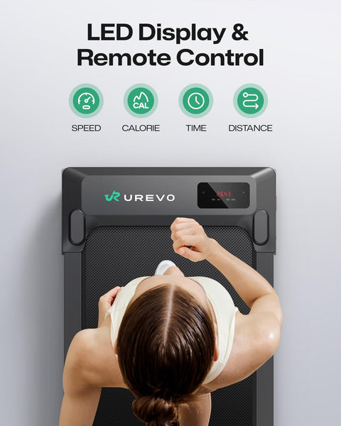 UREVO Smart Walking Pad, Compact Under Desk Treadmill with Double Shock Absorption, Quiet Operation, Workout APP with Track Insights and MIIT Mode, Plug and Play, Remote or APP Control for Home Office