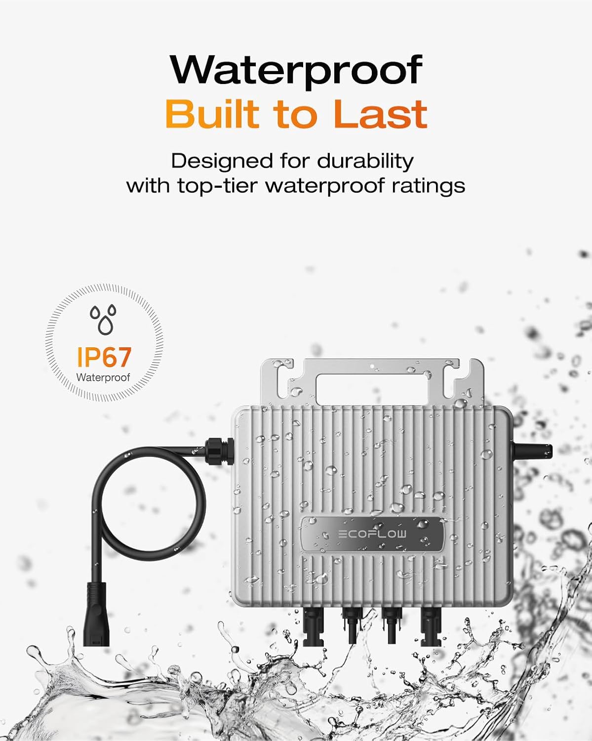 ECOFLOW Stream 800W Micro inverter, Smart Solar Inverter WiFi for Balcony Solar System, PV Inverter for 2 Solar Panels, IP67 Waterproof, App Control, MPPT