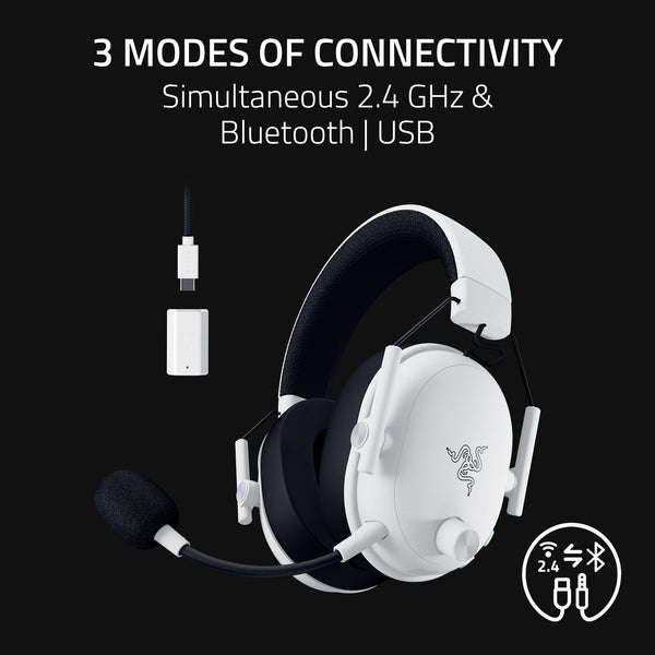 Razer BlackShark V2 Pro (2023) for PC - Premium Wireless E-Sports Headset (HyperClear Super Wideband Mic, TriForce Titanium 50 mm Driver, Bluetooth, Up to 70hrs Battery) White