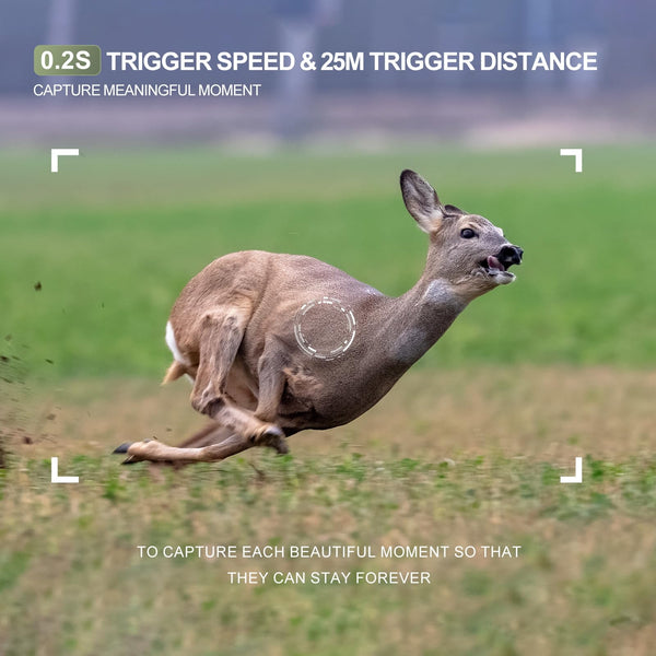 Wildlife Camera 2.7K Trail Camera 58MP with 960nm IR LEDs Night Vision Motion Activated Hunting Camera IP66 Waterproof 0.2s Trigger Time Game Camera for Wildlife Monitoring with 32GB Card&Card Reader