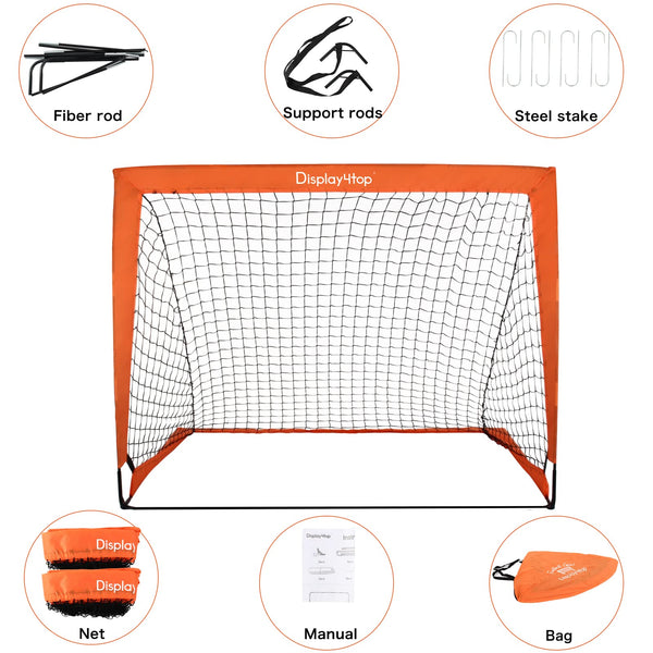 Display4top Set of 2 Football Goal with Carry Bag, Footballs Net for Kids Teens, Foldable Pop-up Goals Indoor Outdoor Sport Training for Garden, Park,