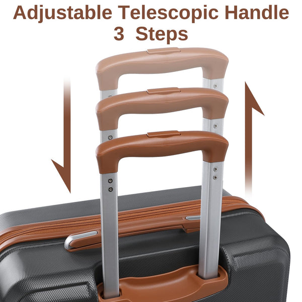 Kono Travel Luggage Sets of 6 Piece Lightweight ABS Hard Shell Trolley Case with TSA Combination Lock 20" 24" 28" Suitcase + 12" Beauty Case + Duffel Bag & Toiletry Bag (Cream White)