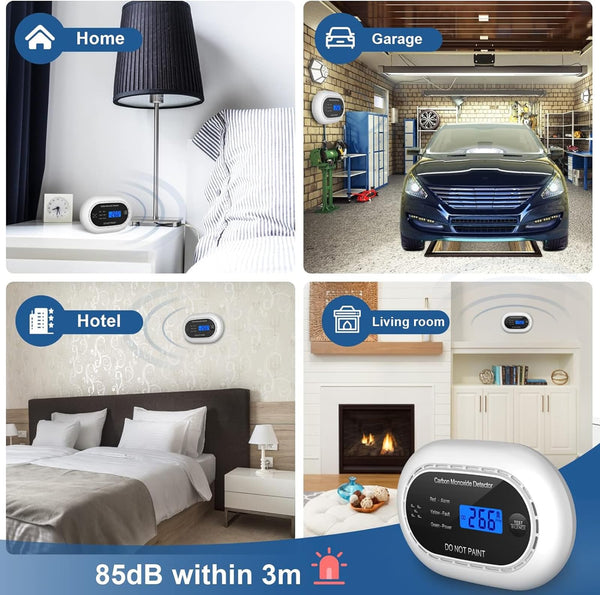 Carbon Monoxide Detector with LCD Digital Display, CE Certified CO Alarm with Sealed in 10 Year Battery, Standalone Audible CO Detector for Home,Black,1 Pack