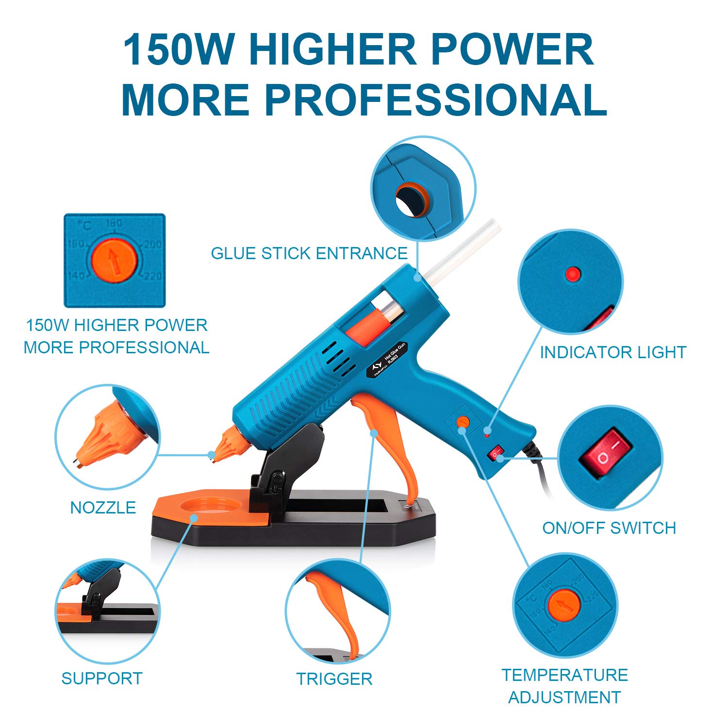 Tilswall Hot Glue Gun Kit, 50W Mini Melt Gun with 75pcs 130mm Glue Sticks for Crafting, DIY, Art, Sealing, Home Repairs, Cards, and Glass