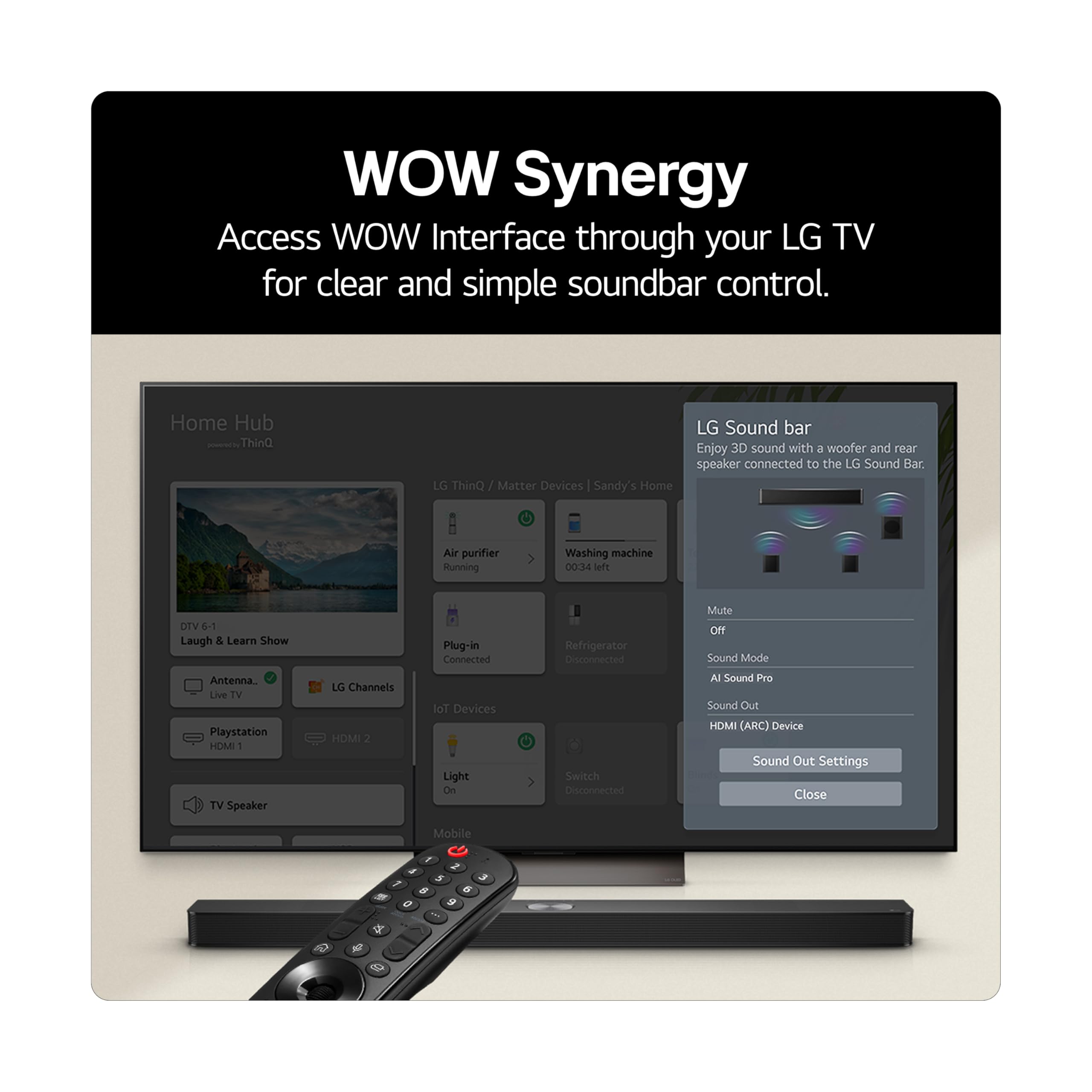 LG USC9S Bluetooth Soundbar for TV with Dolby Atmos & Wireless Subwoofer 3.1 channel