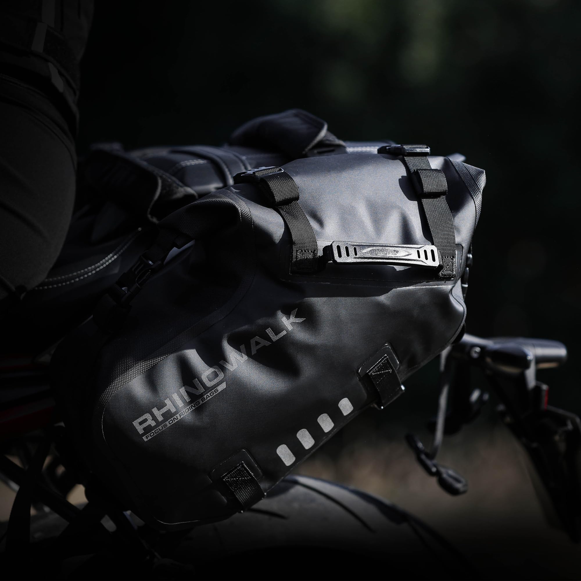 Rhinowalk Motor Pannier Bag Motorcycle Seat Bag Waterproof Travel Luggage Expandable19-26L, Black (MT4026)