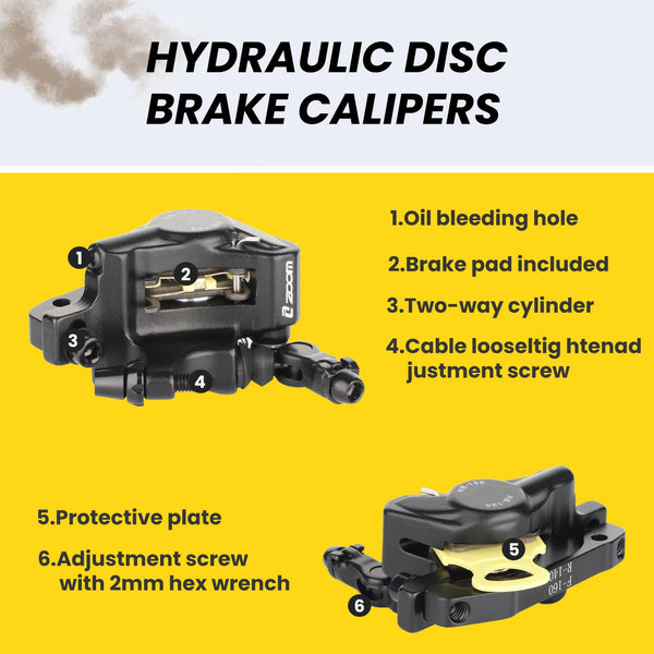 Hydraulic Disc Brake Calipers, HB-100 Line Pulling Bike Disc Brake Caliper Set Front and Rear,for MTB Bike, E-bike, Folding Bike