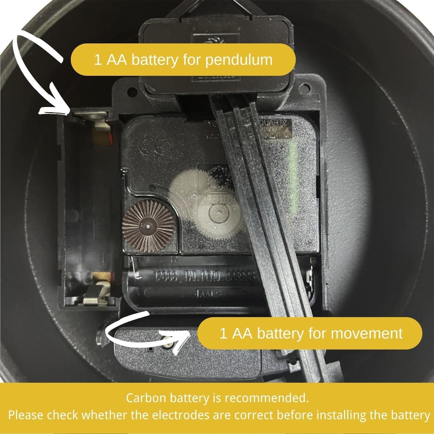 Classical Large Decorative Wall Clock with Pendulum, Modern Non-Ticking Silent Metal Wall Clocks for Living Room, Bedroom, Study, Office, 20 inch