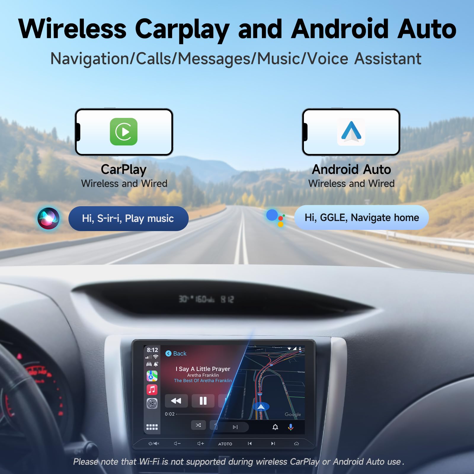A5L 10.1inch Android Double DIN Car Stereo, WiFi/Bluetooth/USB Tethering, Wireless CarPlay/Android Auto, Touchscreen Car Radio, 24B-EQ DSP, MirrorLink, 2G+32G, FM/RDS, AI Chat, GPS Tracking