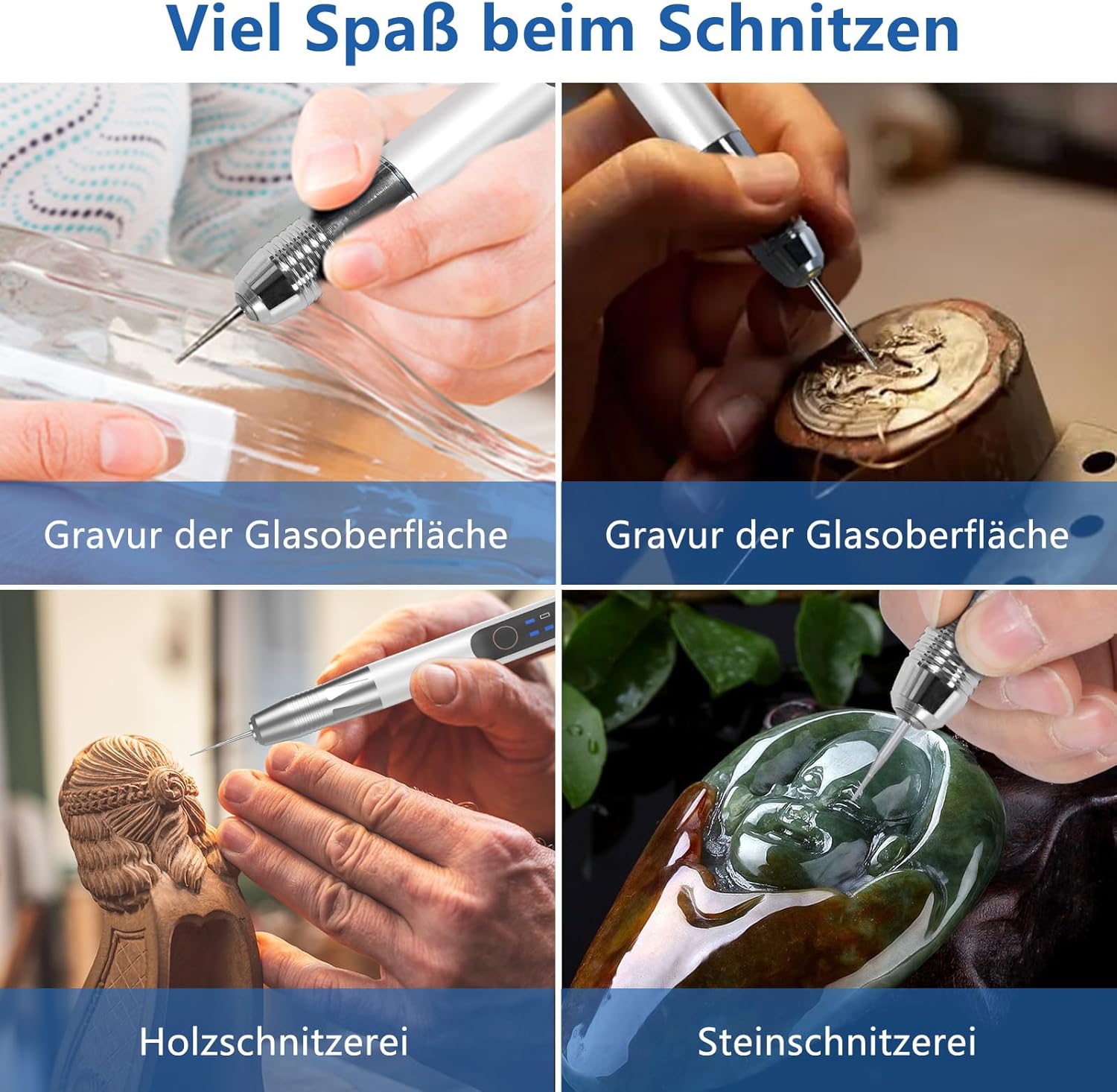 Airminti Engraving Pen Electric Engraving Tool Kit USB Cordless Rechargeable Engraving Pen Mini DIY Engraver Pen for Carving Glass Wood Metal Stone Plastic Nails Jewelry (Silver)