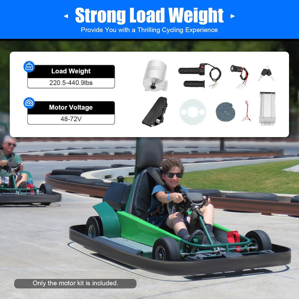 Brushless Motor Kit 72V 3000W, TkkMivcOC High Speed Electric Go Kart Motor Kit with 3 Speed Gears, for DIY Part Scooters Bike Electric Motorcycles, Rated Speed 4900rpm