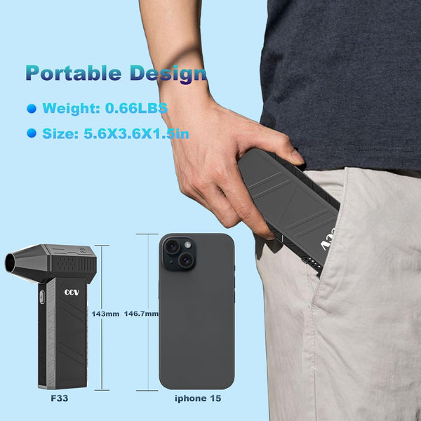 Compressed Air Duster - 150000RPM Electric Air Duster for Cleaning Keyboard&PC 3 Gears Adjustable Rechargeable Cordless Jet Dry Blower Air Blower for Car and Home (F33-Black-UK)