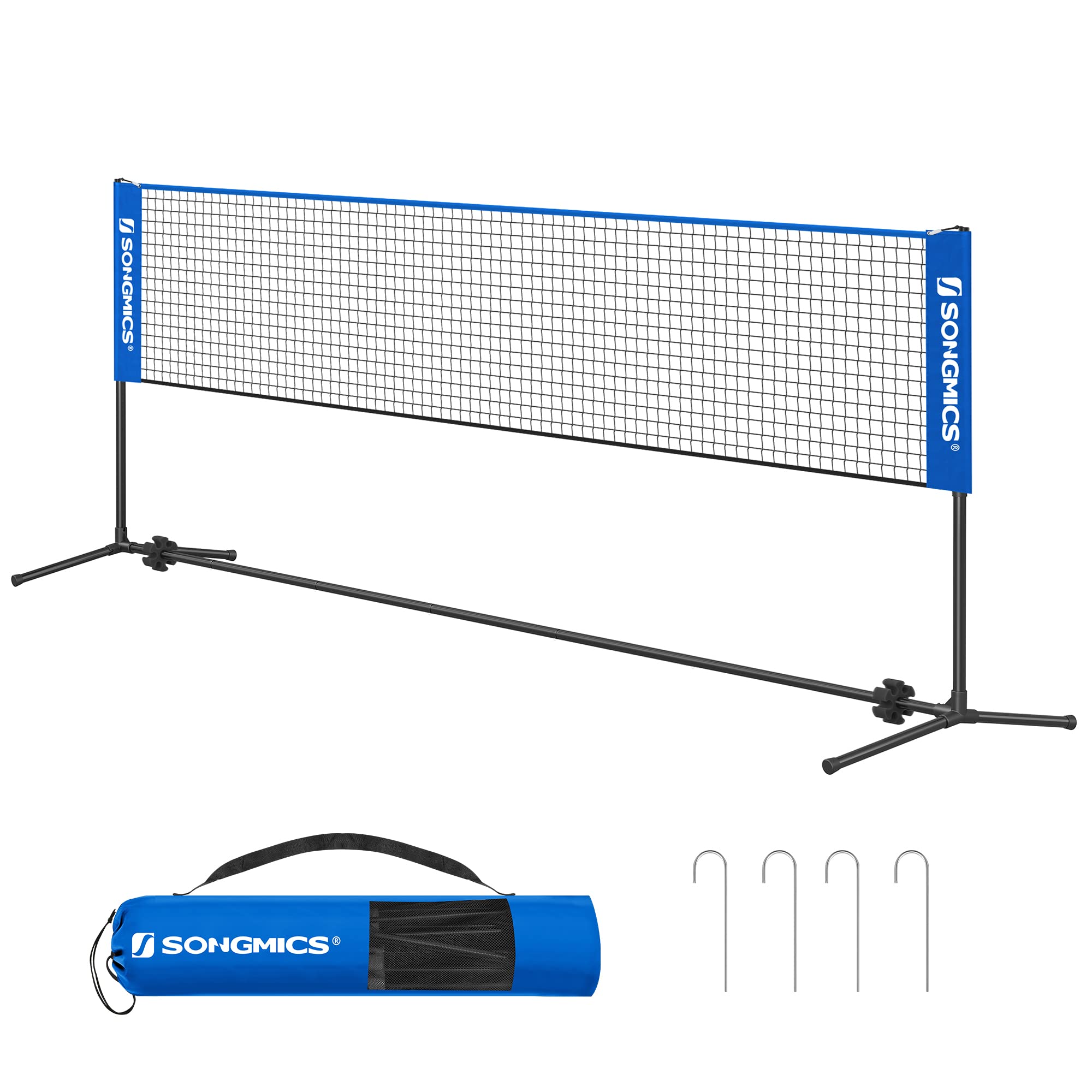 SONGMICS 3 m Badminton Net, Volleyball Net, Adjustable Poles Height, Portable Set for Tennis