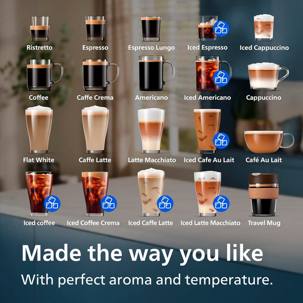 PHILIPS 5400 Series Bean to Cup Coffee Machine – 12 Coffee Varieties, LatteGo Milk Frother, Fastest-to-Clean, Ceramic Grinder, Fully Automatic Espresso & Cappuccino maker – Black, Silver (EP5446/70)