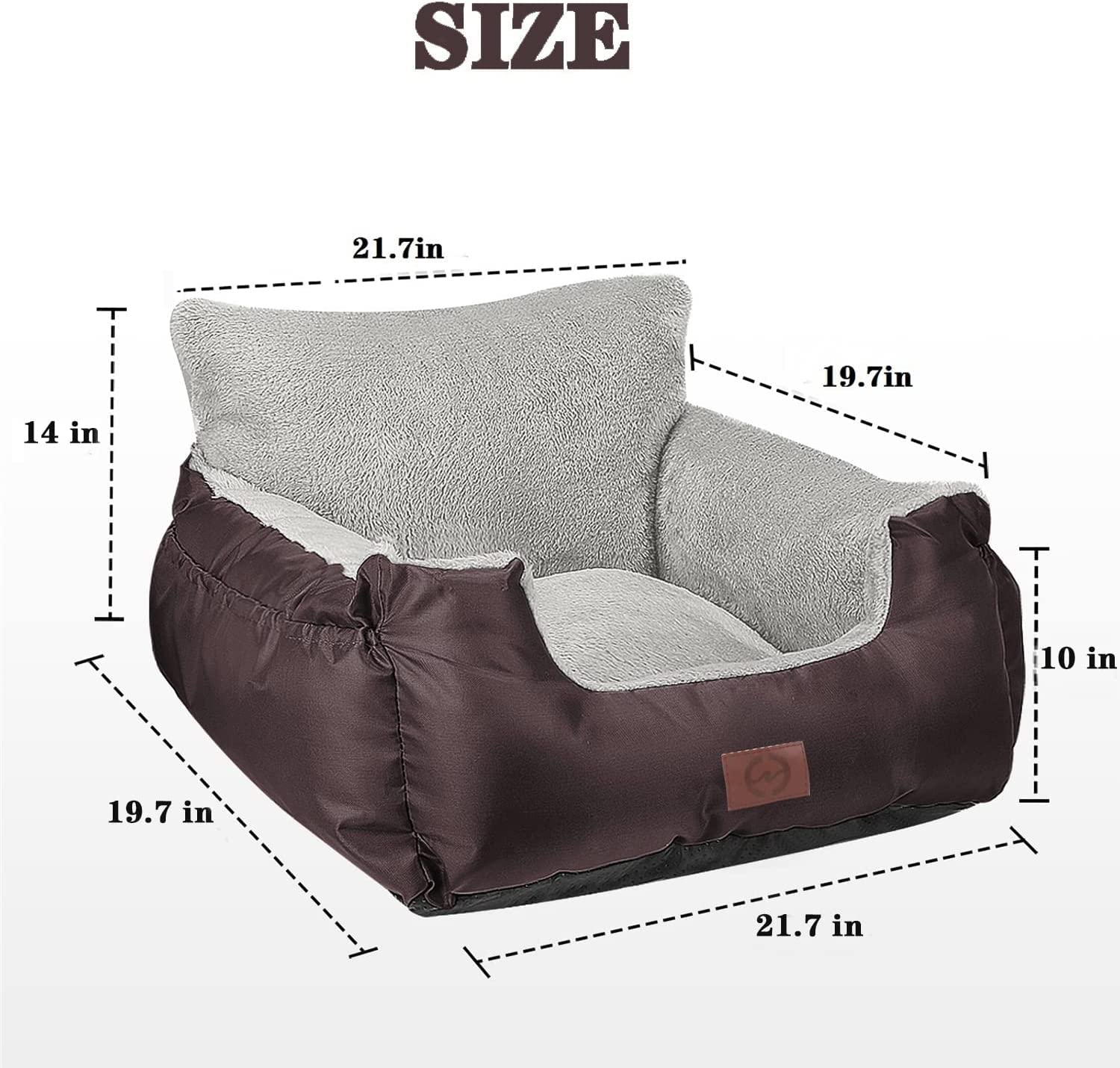 GoFirst Dog Car Seat for Small Dogs or Cats, Pet Booster Seat Travel Car Bed with Storage Pocket and Clip-On Safety Leash, Waterproof Warm Plush Dog Car Safety Seats,Black