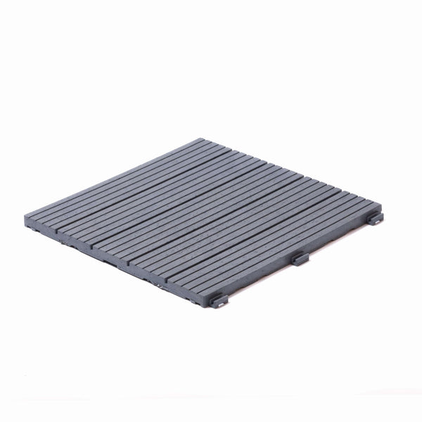Nicoman Garden Decking Tiles Cosmopolitan Patio, Terrace, Hot Tub Deck Tiles | Interlocking Decking Tiles | Recycled | Cosmo Composite | Outdoor Drainage Deck Flooring (Graphite, 30 x 30cm, 10x)