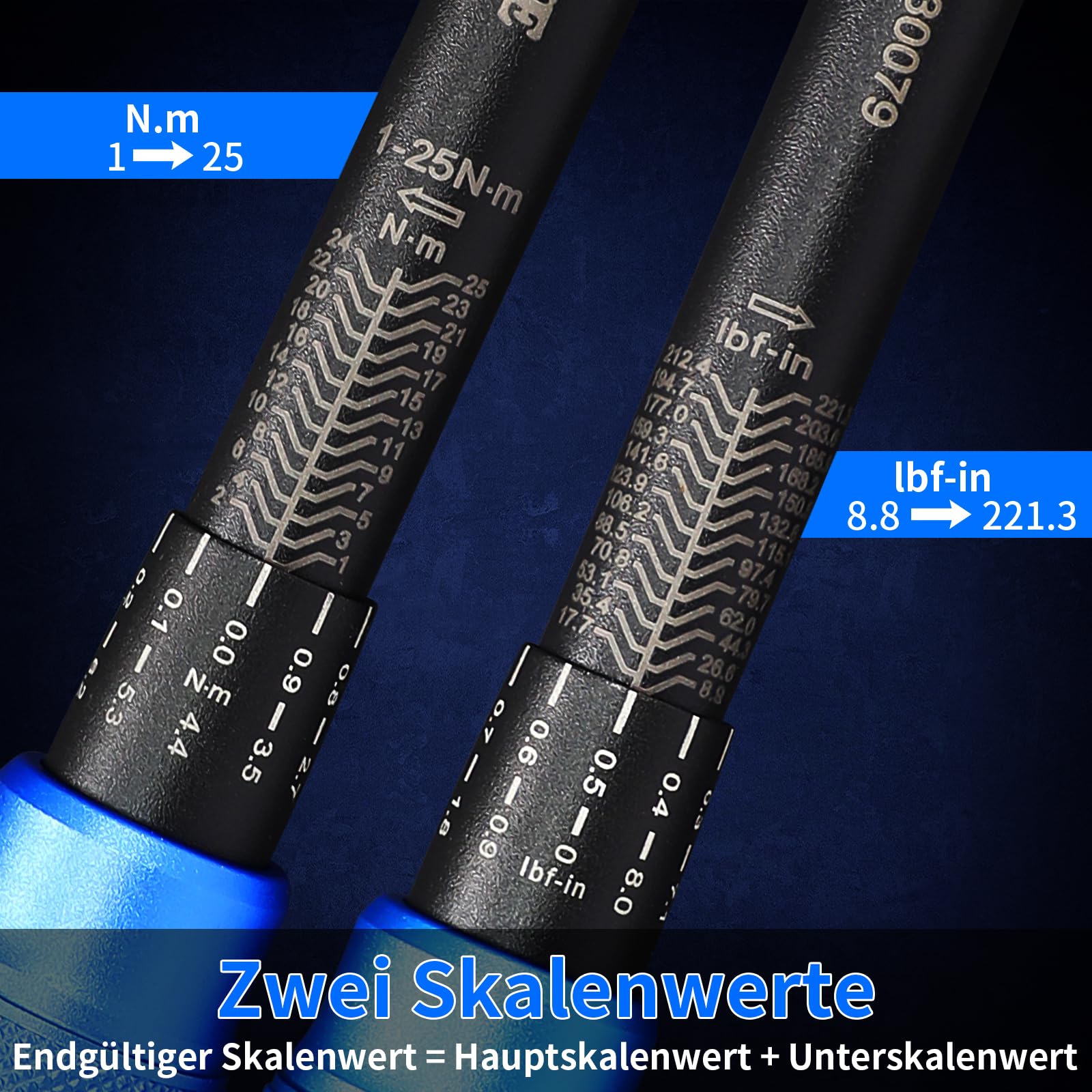 Torque Wrench 1/4 Bike Torque Wrench 1-25nm Torque Wrench Set 63ps with 100mm Extension bar and Socket