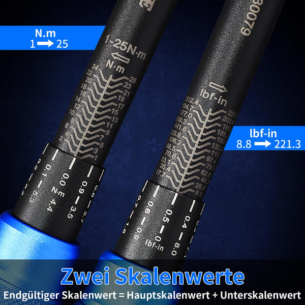 Torque Wrench 1/4 Bike Torque Wrench 1-25nm Torque Wrench Set 63ps with 100mm Extension bar and Socket