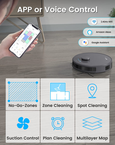 Lefant M210P Robot Vacuum Cleaner, Featured Carpet Cleaner Small Robot 7.8cm Thin 28cm DIA, Robotic Vacuum Alexa Voice Control Self-Charging Ideal for Pet Hair Hard Floor and Carpet