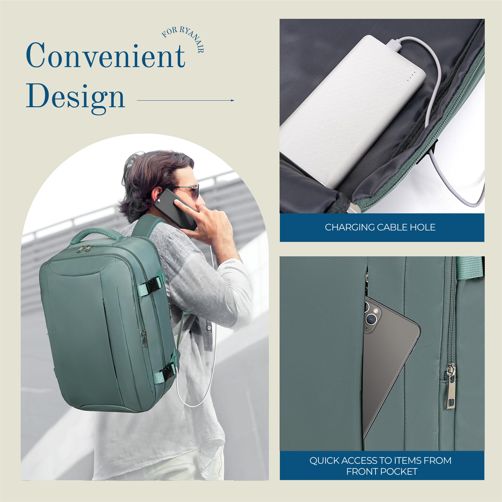 Cabin Bag 45x36x20 for New Easyjet, Underseat Cabin Luggage Bags Carry on Travel Backpack Cabin Size for Airplanes, 30L Hand Luggage Suitcase Water Resistant Laptop Backpacks Black