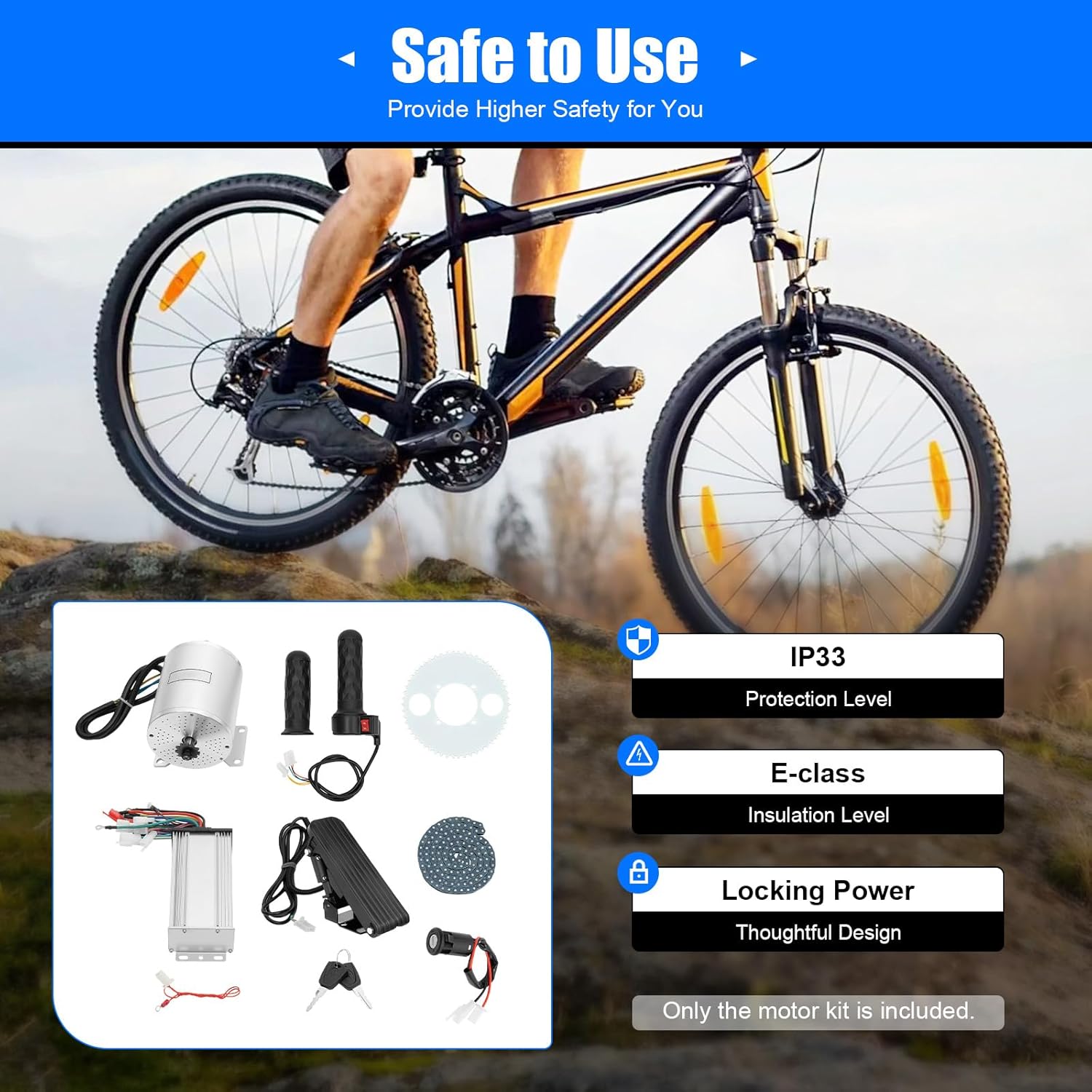 Brushless Motor Kit 72V 3000W, TkkMivcOC High Speed Electric Go Kart Motor Kit with 3 Speed Gears, for DIY Part Scooters Bike Electric Motorcycles, Rated Speed 4900rpm