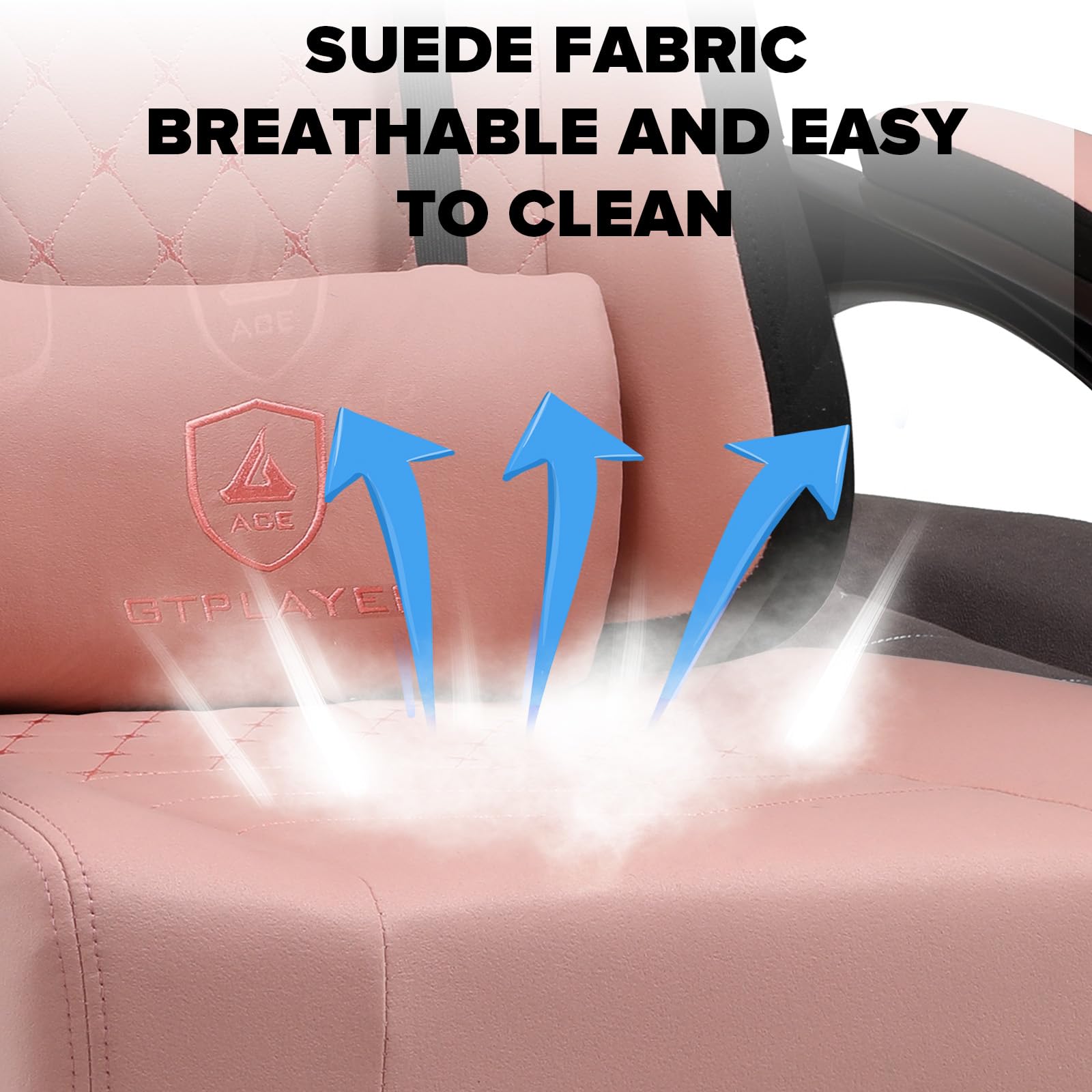 GTPLAYER Fabric Gaming Chair with Footrest, Ergonomic Computer Desk Chair with Pocket Spring Cushion Home Office High Back Support Lumbar Support Heavy Duty Wide