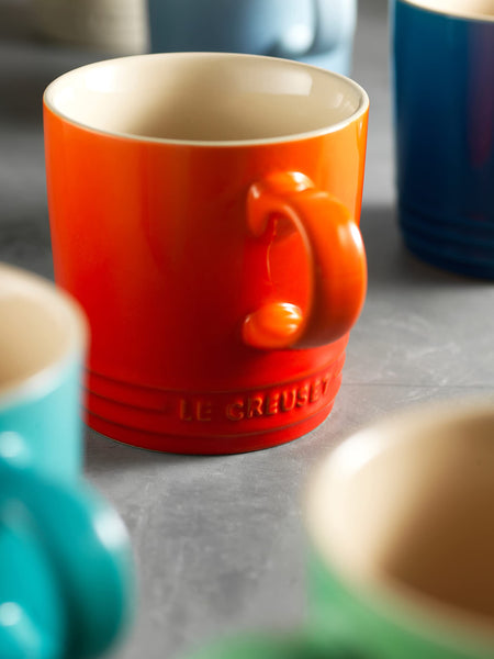 Le Creuset Stoneware Rainbow Coffee Mugs, 350 ml, Cerise, Volcanic, Teal, Ultra Violet, Soleil, Palm, 79114358359030