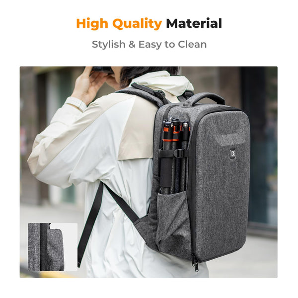 K&F Concept Camera Backpack,Hardshell DSLR Photography Camera Bag with 15-15.6 Inch Laptop Compartment Waterproof Camera Case Compatible for Canon/Nikon/Sony/DJI Mavic Drone
