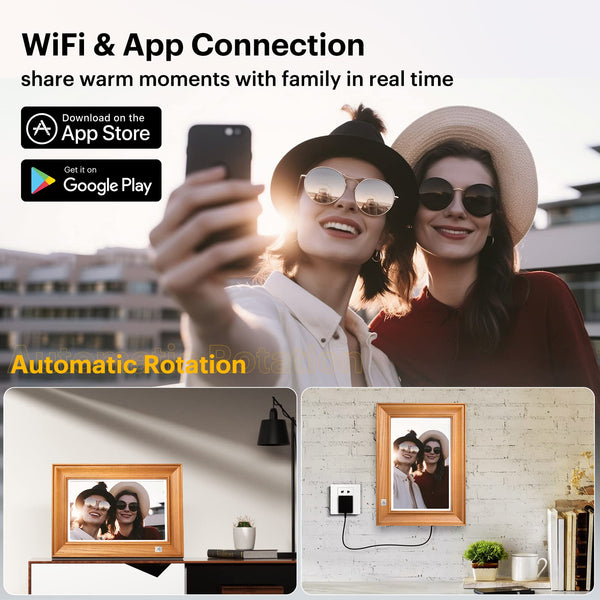 KODAK Digital Photo Frame WiFi Digital Picture Frame 10.1 Inches, FHD 1920*1200 IPS Touchscreen, Wooden Smart Electronic Frame with 32GB Memory, Easy to Share Photo, Video via APP with Your Loved Ones