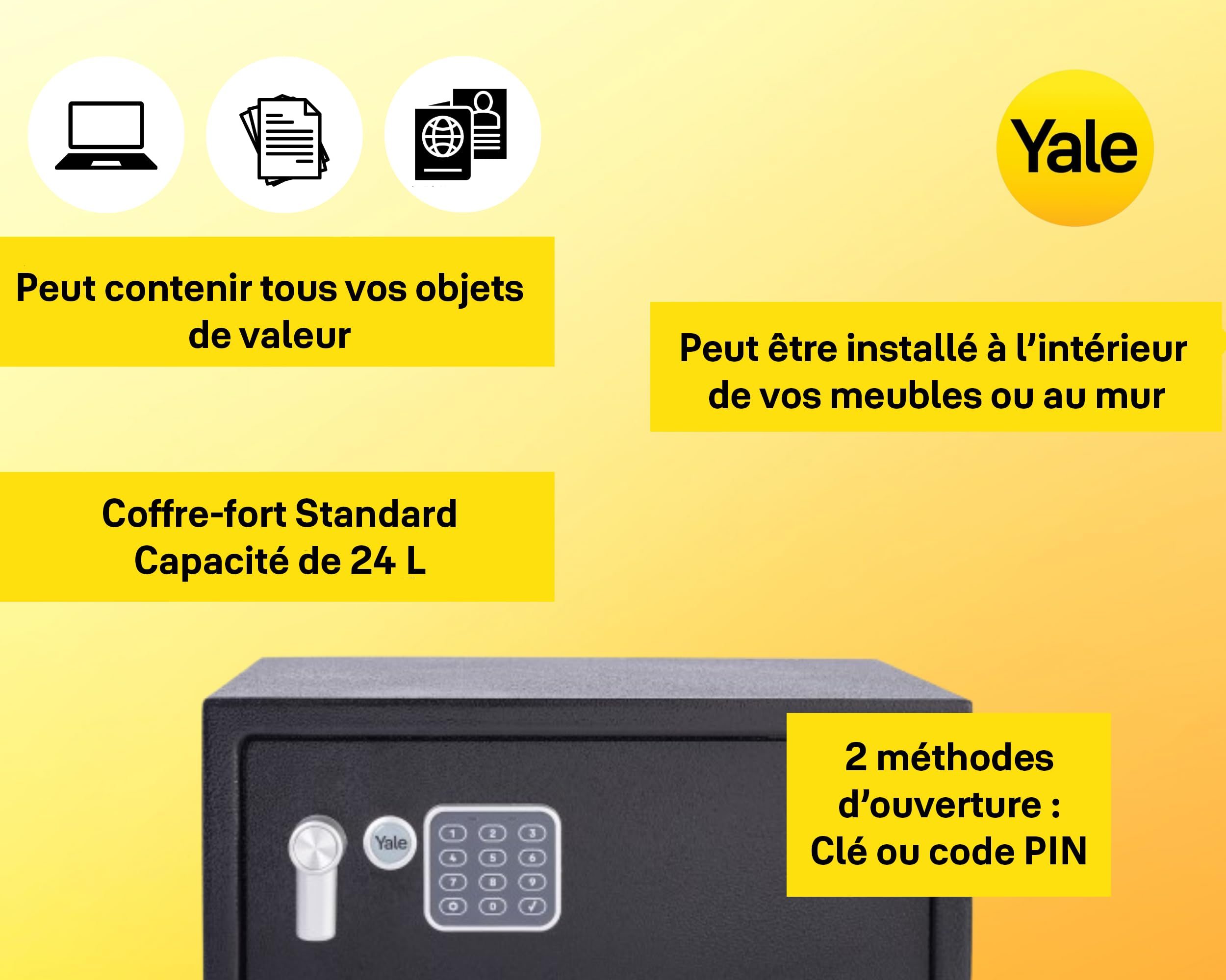 Yale - Electronic Alarmed Safe Laptop - Standard Security - YLC/200/DB2