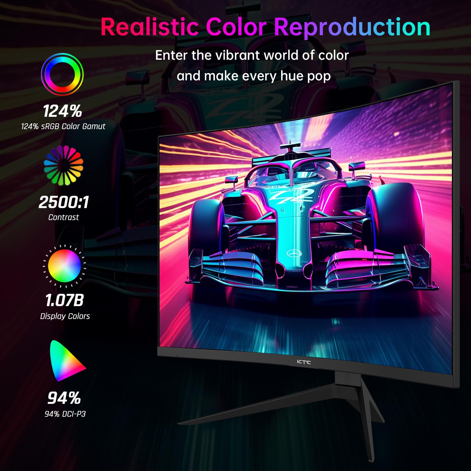 KTC Flat 32 Inch Monitor, QHD 1440P 2K@100Hz IPS Large Computer Monitor, Ultra Thin Bezels, Anti-Blue Light, HDR10, 103% sRGB, 86% DCI-P3, 350 Nits, 3ms MPRT, Adaptive Sync for Working and Gaming