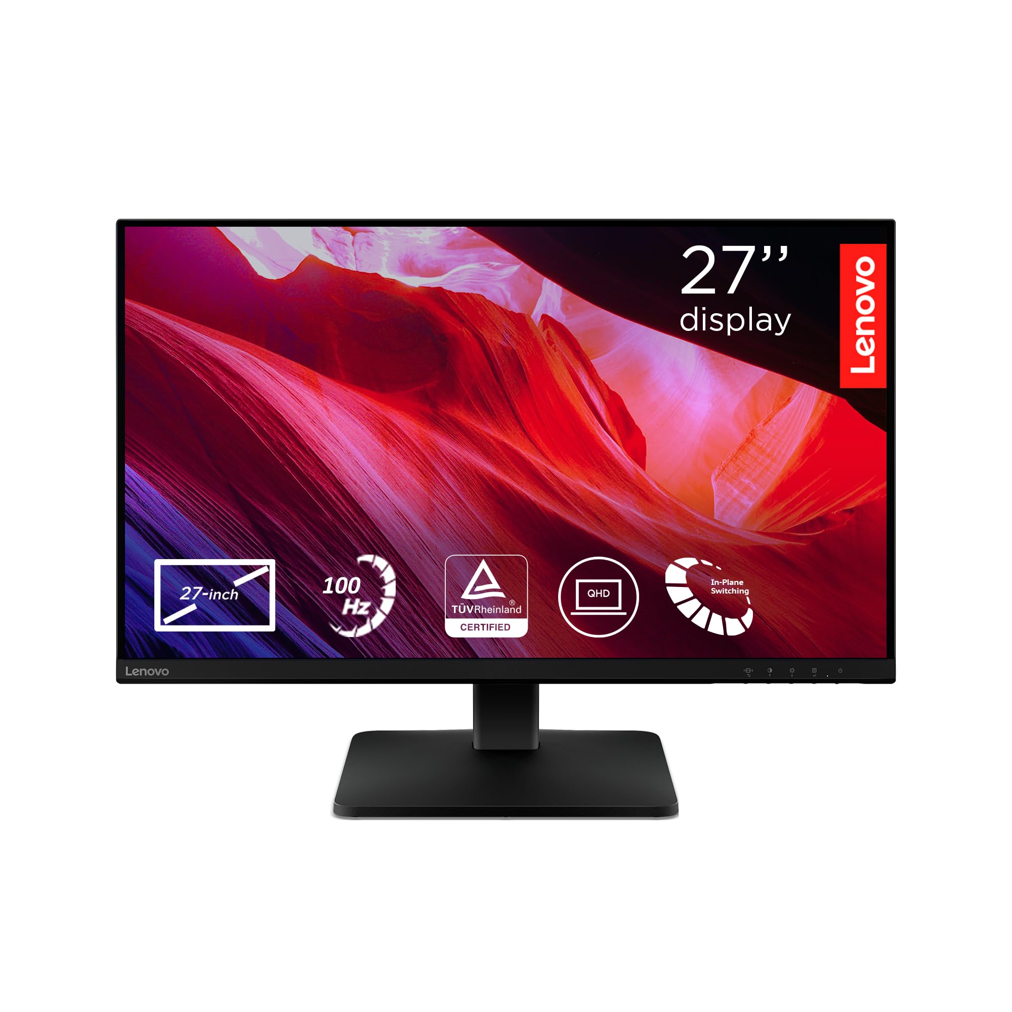 Lenovo L27i-4B 27 Inch PC Monitor | FHD, 1080p, 48-100Hz, IPS, 4ms, VGA and HDMI