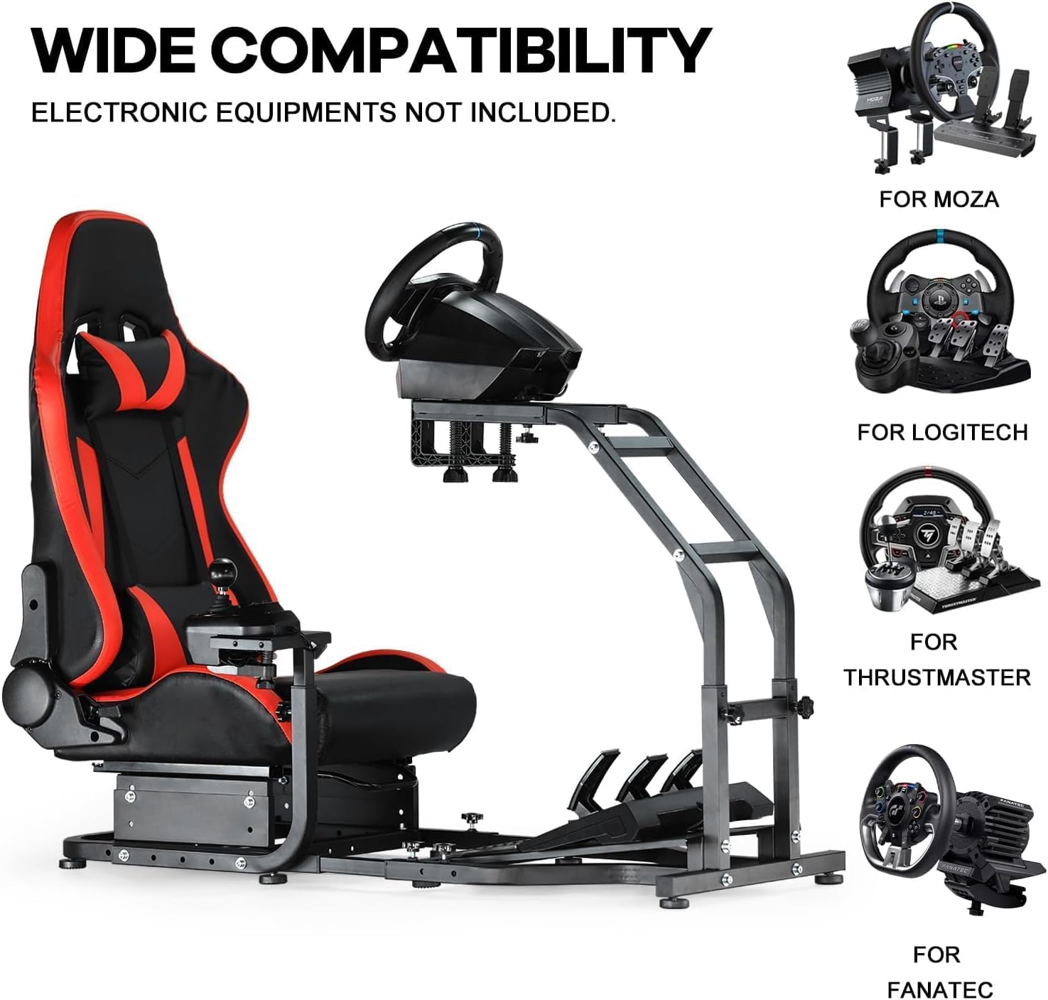 Anman Racing Simulator Cockpit Height Adjustable Racing Frame Driving Wheel Stand Compatible with Logitech G25, G27, G29, G920 Gaming Cockpit G25/G27/G29/G920 Without Wheel Shifter and Pedals
