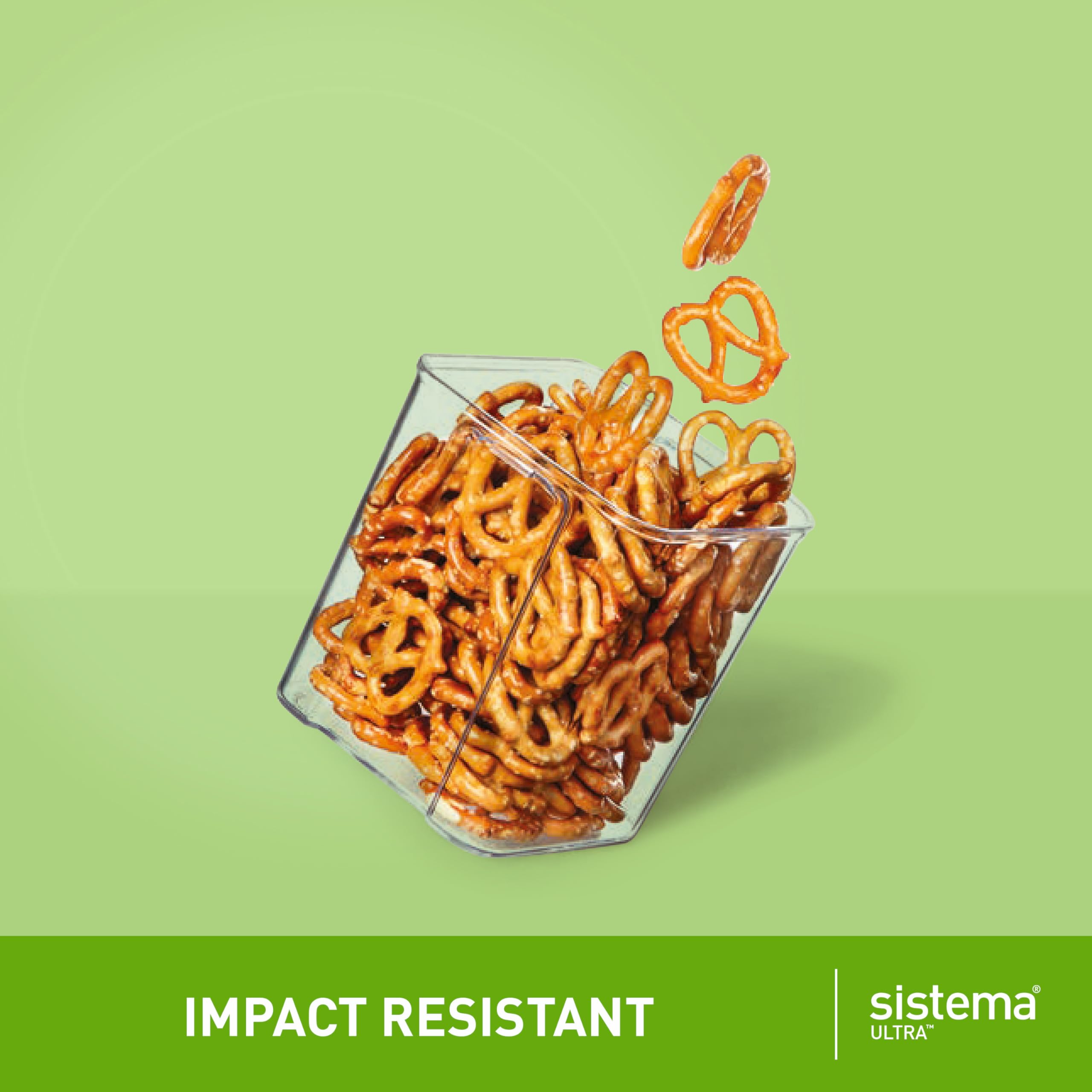 Sistema Ultra Square Airtight Pantry Storage Containers | Assorted Capacity Food Storage Solution | Stackable | Locking Clips | BPA-Free | Clear with