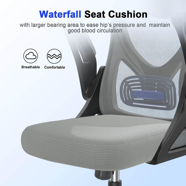 Office Chair - Ergonomic Desk Chair with Lumbar Support Headrest Adjustable, Padded Flip-up Armrests Comfy Seat Cushion High Back Executive Manager Chair For Home Office
