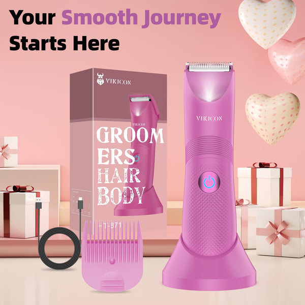 Manscape Trimmer for Men, VIKICON Pubic/Body Hair Trimmer, Electric Ball Trimmer for Private Parts, IPX7 Waterproof Body Goomer Shavers, USB-C Charging, Gifts for Men, New HT871