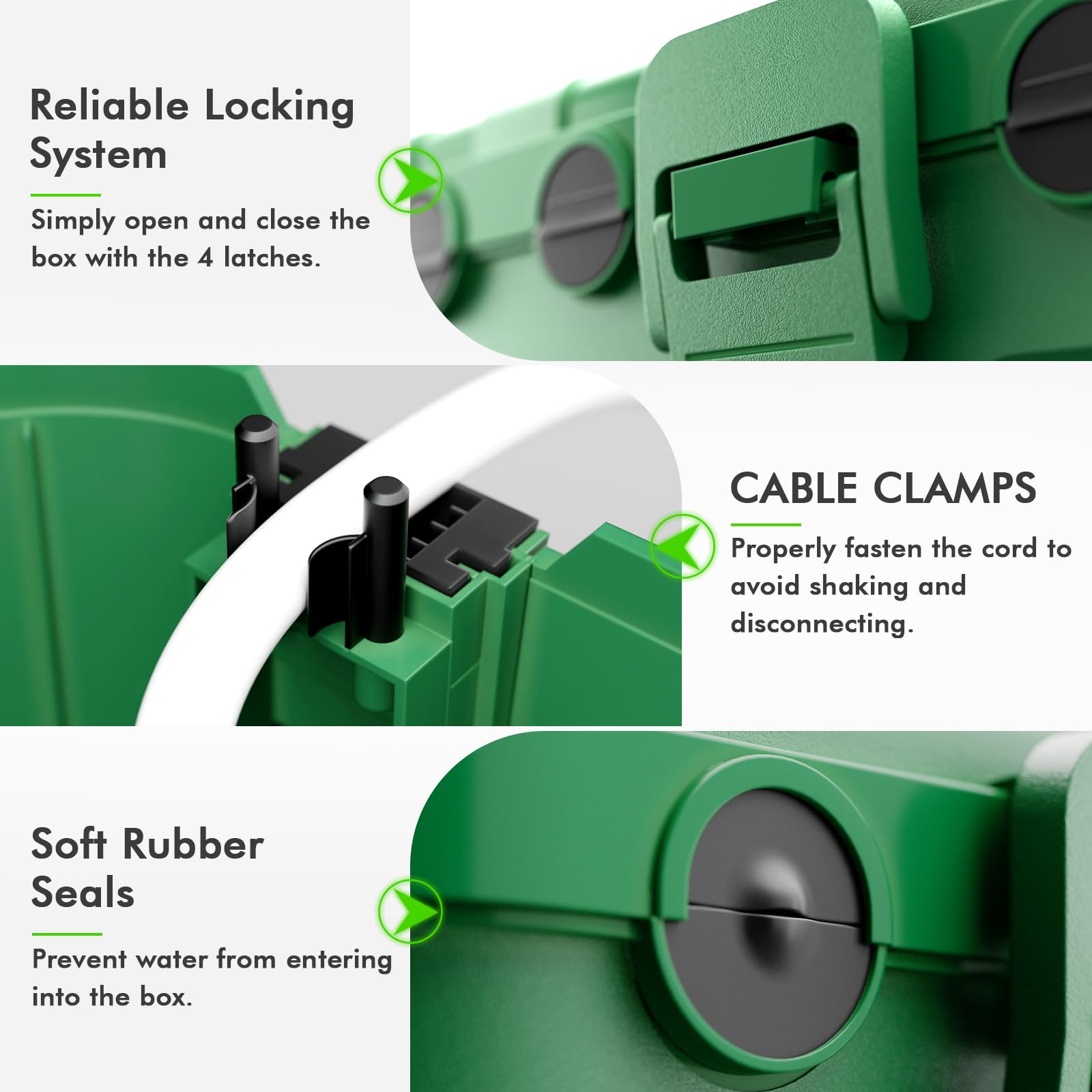 RESTMO Extra Large Waterproof Electrical Box, IP54 Weatherproof Outdoor Outlet Cover, Protect Outlet, Plug, Timer, Power Strip (Not Included), Holiday Light Decoration, 32 x 22 x 13 cm, Black