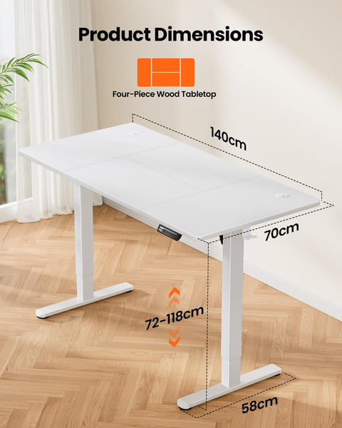 ErGear Electric Standing Desk Height Adjustable 160 x 80cm, Sit Stand Desk with 4 Memory Smart Pannel, Home Office Desk with Splice Board